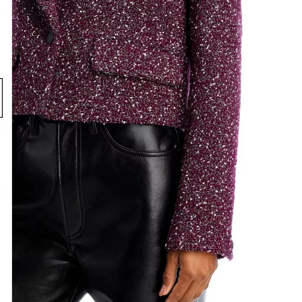 NWT rag & bone Valerie Wool Tweed Blazer Burgundy - Picture 5 of 9